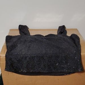 Morbid threads size Large black sequined crop tank top